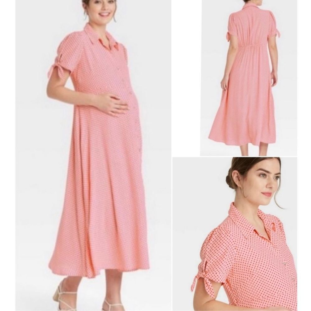 The Nines by Hatch pink polka dot dress